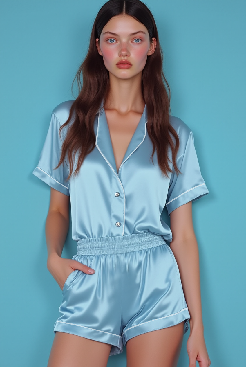 Sky Cream Short Pajamas